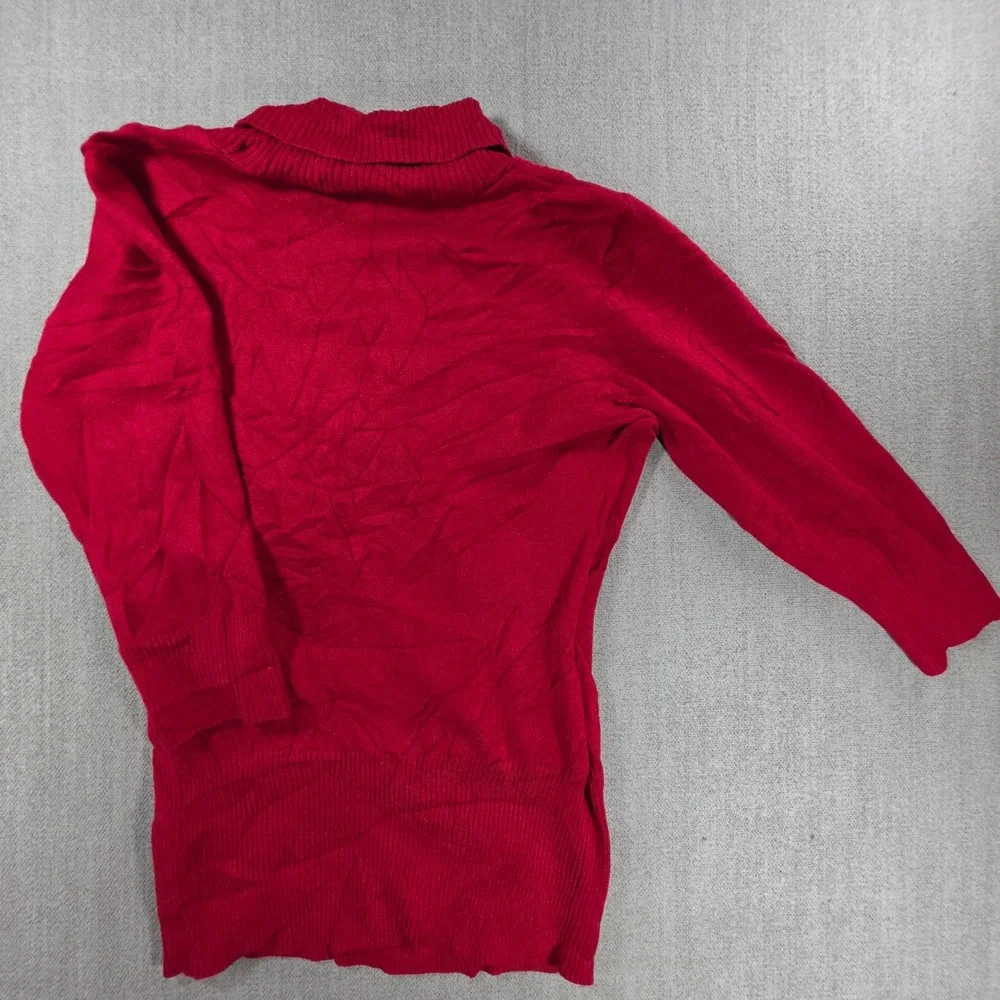 Byer California B-Wear Sweater Womens L Red Surplice Shawl Collar 3/4 Sleeve